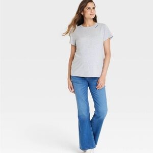 Ingrid & Isabel Light Wash Flare Maternity Jeans With Bellyband Size 4 New